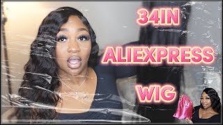 Cheap 34Inch 220% Density Straight Wig | Aliexpress  Wig Unboxing + Review
