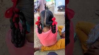Girls Hairstyle  Double Folded With Ribban ||Long Hair Style 5 Minute Crafts||Twoplaits#Shorts #Ptw