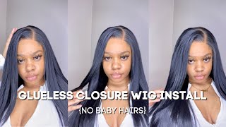 Glueless 4X4 Hd Lace Closure Synthetic Wig Install | Using Beauty Supply Hair Under $40