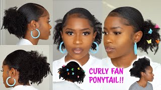 How To Do A Sleek Curly Fan Ponytail On Short Type 4 Natural Hair Under $20 Bucks!!