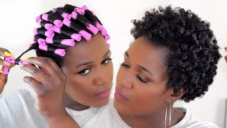 How To Curl Short Natural 4C Hair Without Heat | Perm Rod Set