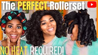 How To Do A Roller Set On Black Natural Hair | No Heat Required!!