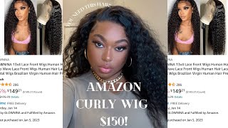 You Need This Wig! $150 Amazon 24In Frontal Curly Wig Review! @Vickyjazzelle