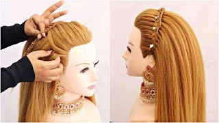 Everyday Stylish Open Hairstyle Tutorial | Beautiful & Easy Hair Hairstyle For Wedding Girls