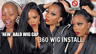  New Bald Wig Cap  No Glue 360 Bussdown Middle Part  No Plucking Scalp Bald Cap Method Omgherhair