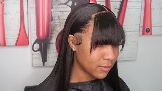 How To Cut Bangs (Beginner Friendly) + Frontal Wig Install Ft Vshow Hair