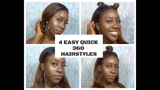 4 Easy Cute Hairstyles On A 360 Lace Frontal || Protective Hairstyles || Beginner Friendly