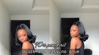 Realistic  Aliexpress 90'S Ponytail|Quick And Easy On 4C Natural Hair