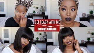 Get Ready With Me| Holiday Edition: Installing A 360 Lace Front Bob Wig With Bangs Ft Divaswigs