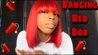 Diy Easy Red Wig Bob With Bangs | Wig Transformation