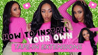 How To Install Tape In Hair Extensions On Yourself | Full Tutorial !