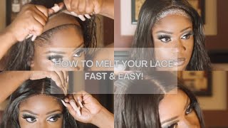 How To Melt Your Lace Frontal Using One Product!! Frontal Wig Install + No Bald Cap Method Tutorial!