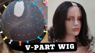 How To Make A V-Part Wig Full Sew In No Machine Ft Brazilian Hair #Hairstyle