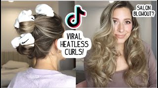 Viral Tiktok Heatless Curls! Salon Blow Out At Home With No Heat? Medium & Long Hairstyles