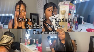 How To Do A Natural Middle Part Quick Weave With Leave Out W/Only $10 Cheap And Affordable#Youtuber