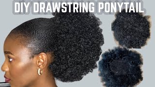How To Do A Drawstring Ponytail Or Bun/Beginner Friendly /Diy 4C Afro Kinky Ponytail #Diytutorial