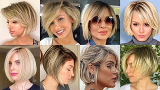 Short Hair Hairstyles//Trendy Short Bob Haircuts With Curtain Bangs For Women 2023
