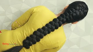 Easy French Braid Puff Hairstyle For Wedding/ Occassion/ Party | Long Braid Hairstyles 2023