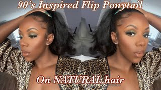 90'S Inspired Flip Barbie Ponytail || On Natural Hair