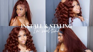 Kinky Straight Wig Transformation ! Perfect Auburn Hair Color | Install + Style | Beautyforeverhair