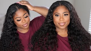 No Leave Out Or Leave Out!Natural V-Part Deep Wave Wig Install | Unice Hair