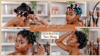 Heatless Perm Rod Set On Short Natural Hair | Creme Of Nature Pure Honey Collection