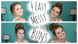 No Heat Hairstyles: 4 Easy Messy Buns!| Hautebrilliance