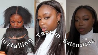 How To Install Kinky Straight Tape In Extensions On Short Hair | Aliexpress Hair