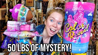 Opening 50 Lbs Of Mystery Boxes! (Color Reveal Barbie, Shopkins, Tokidoki, Squishies!)