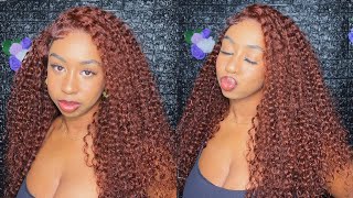 Wig??? Unice Hair Reddish Brown Curly 13*4 Lace Frontal Wig Install & Review