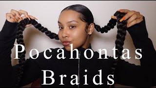 Easy 2 Ponytail Pocahontas Braids  (Work-Out Friendly) | Theanayal8Ter