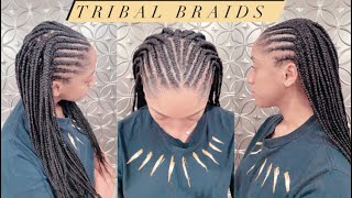 Tribal Braids | How To Do Box Braids & Feed-In Braids Tutorial