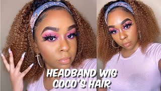 1B/30 Shoulder Length Kinky Curly Headband Wig | Coco'S Hair | Lindsay Erin