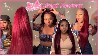 #Shorts Client Satisfied Real Review! Glueless Install Headband Wig | 99J Color Ft. #Ulahair