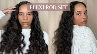 Heatless Curls With Flexi Rods On Straightened 3C/4A Hair | Amazing Results
