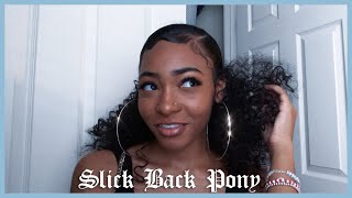 Realistic Slick Back Drawstring Ponytail On Thick Natural Hair | As Told By Kira