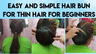 Hair Bun With Thin Hair|Low Bun Hairstyle For Thin Hair|Simple And Easy Hairstyle #Bridalhairstyle