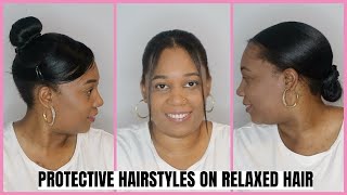 My Go To Buns | Protective Hairstyles On Relaxed Hair