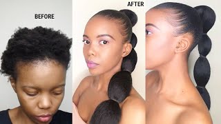 Bubble Ponytail On Short Natural Hair | 4C Hair | Protective Style#Sleekponytail