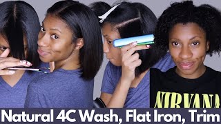 Natural 4C Hair: Wash Day, Trim, Blow Out, & Flat Iron Routine + Updated  Products