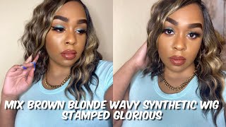 Cheap Af Short & Wavy Mixed Blonde Brown Synthetic Wig | Stamped Glorious | Lindsay Erin