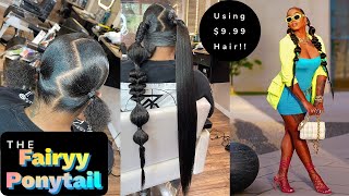 Natural Hair Braided Ponytail Using Affordable $10 Pack Hair!! | No Heat Needed!! | Laurasia Andrea