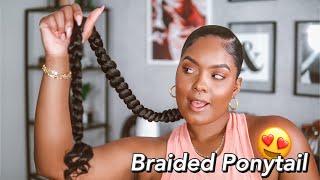 Long Braided Ponytail On Thick Natural Hair!