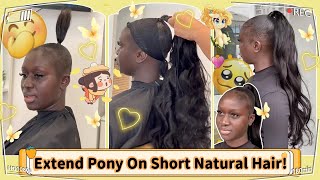 Extend Short Natural Hair Into High Ponytail (Thread Method) | #Ulahair Review