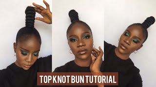 How To : Slay Your Sleek Ponytail With Twisty Top Knot | Easy Top Knot Bun Tutorial