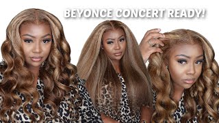 Lion Meet Beyonce Perfect Honey Blonde Kinky Straight Lace Frontal Wig Install Ft. Beauty Forever