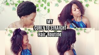 Curly To Straight Hair Routine | 4C Natural Hair