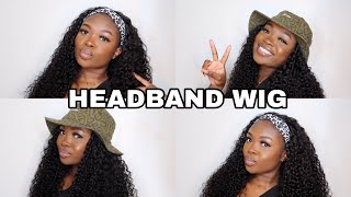 How To Slay A Curly Headband Wig | Julia Hair