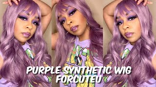 Purple Synthetic Wig With Bangs | Lindsay Erin
