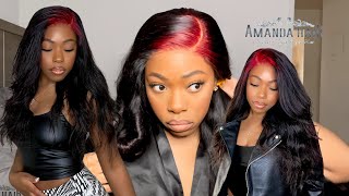Elastic Band Wig Install On A 5X5 Closure | Neon Red Roots, Body Wave Wig | Amanda Hairs